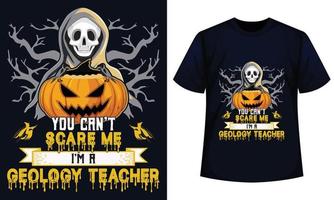 increíble diseño de camiseta de halloween no puedes asustarme soy profesor de ciencias de la geología vector