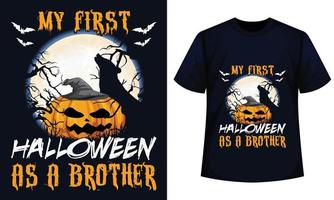 My first halloween as a brother Amazing Halloween t-shirt Design vector