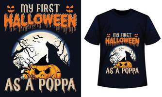 mi primer halloween como poppa increíble diseño de camiseta de halloween vector