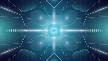 VR HUD technology head up display target. Digital futuristic virtual reality interface cyberpunk hi tech visor screen. FUI GUI UI spaceship cockpit dashboard panel glow design. Vector eps template