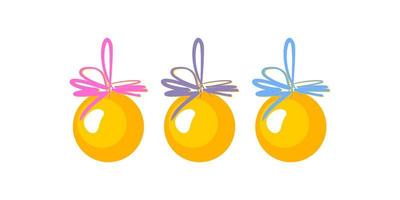 Christmas tree toy. Christmas tree decoration isolate set. colored balls with bows. decor new year. postcard and banner element vector
