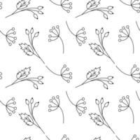 Seamless pattern from Outline herbs and rosehip branches. Coloring. Abstract background texture. vector