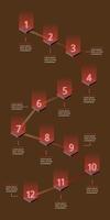 step number chart template for infographic for presentation for 12 element with red light vector