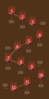 step number chart template for infographic for presentation for 12 element with red light