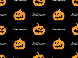 Halloween cartoon character seamless pattern on black background vector