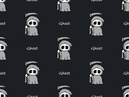 Ghost cartoon character seamless pattern on black background vector
