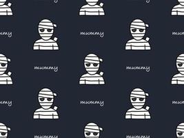 Mummy cartoon character seamless pattern on black background vector