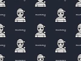 Mummy cartoon character seamless pattern on black background vector