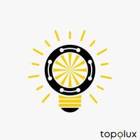 Simple and unique light lamp bulb with tech sign like letter or word O font image graphic icon logo design abstract concept vector stock. Can be used as symbol related to interior or lighting