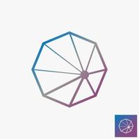 Simple and unique line shape octagonal or prism on 3D imagination image graphic icon logo design abstract concept vector stock. Can be used as symbol related to creative or mathematics