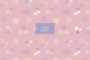 Floral with geometric shapes on a pink background pastel soft pale color seamless repeat vector pattern