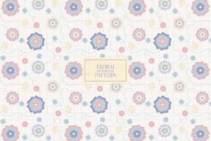 Colorful floral with grid line pastel soft pale color abstract seamless repeat pattern vector