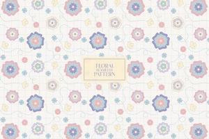 Colorful floral with grid line pastel soft pale color abstract seamless repeat pattern vector