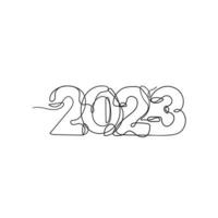 dibujo lineal continuo 2023 año nuevo tipografía ilustración vector