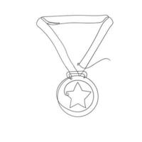 vector de ilustración de medalla de dibujo de línea continua aislado