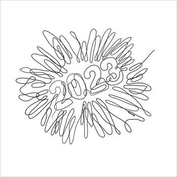 continuous line drawing 2023 new year typography illustration vector