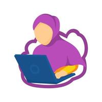 flat illustration, illustration of person working on computer vector