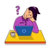 flat illustration, illustration of person working on computer vector