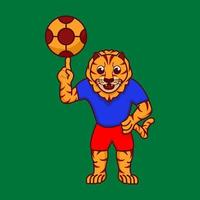 ilustración de un tigre, mascota de fútbol, ilustración de un tigre jugando al fútbol, vector