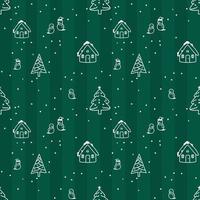 Chirstmas seamless pattern, Christmas cartoon on green. vector