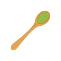 Matcha in wood spoon icon, flat style vector