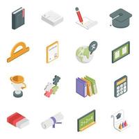 Pack of Education Isometric Icons vector