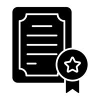 Paper with badge, solid design of certificate icon vector