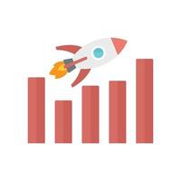 Rocket graph up icon, flat style