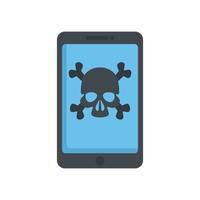 Hacked smartphone icon, flat style vector
