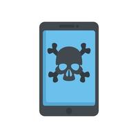 Hacked smartphone icon, flat style vector