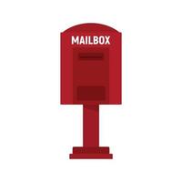 Red street mailbox icon, flat style vector
