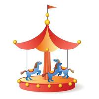 Horse carousel icon, cartoon style vector