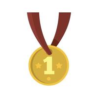 Gymnastics gold medal icon, flat style vector