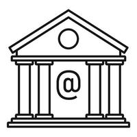 Bank building icon, outline style vector