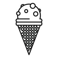 icono de helado de gofre, estilo de contorno vector