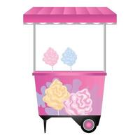 Cotton candy kiosk icon, cartoon style vector