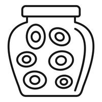 icono de tarro de mermelada de durazno, estilo de contorno vector