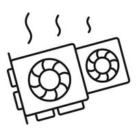 Hot mining video card icon, outline style vector