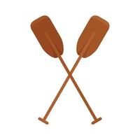 Wood crossed paddle icon, flat style vector