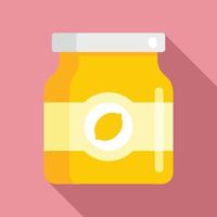 Lemon jam jar icon, flat style vector