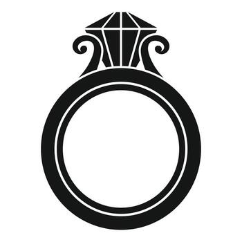 icono de anillo de oro rubí, estilo simple vector