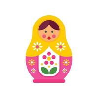 icono de muñeca de anidamiento floral, estilo plano vector