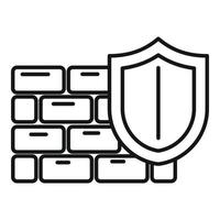 icono de firewall de escudo, estilo de contorno vector