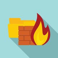 Folder firewall icon, flat style vector