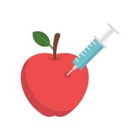 Dna modify red apple icon, flat style vector