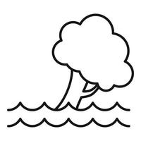 Tree under flood icon, outline style vector