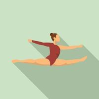 niña, gimnasia, salto, icono, plano, estilo vector