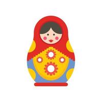 Traditional nesting doll icon, flat style vector