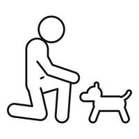 hombre adoptar icono de perro, estilo de esquema vector