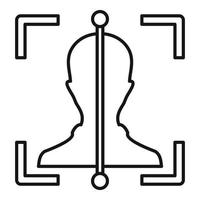 Line face scan icon, outline style vector